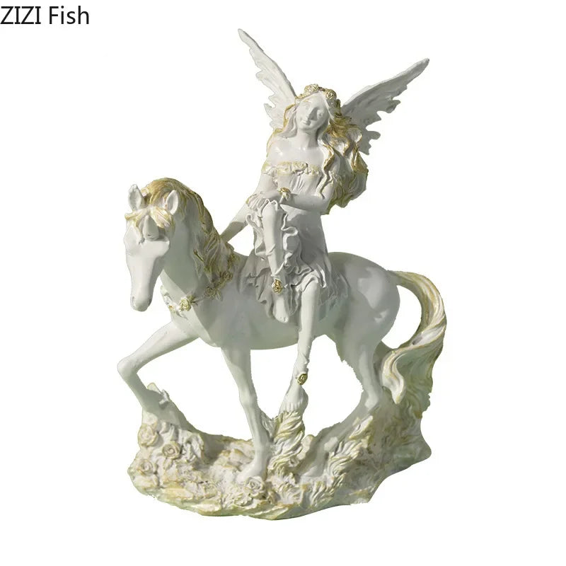 Afralia™ Flower Angel Resin Sculpture Desk Decoration Artwork Ornament