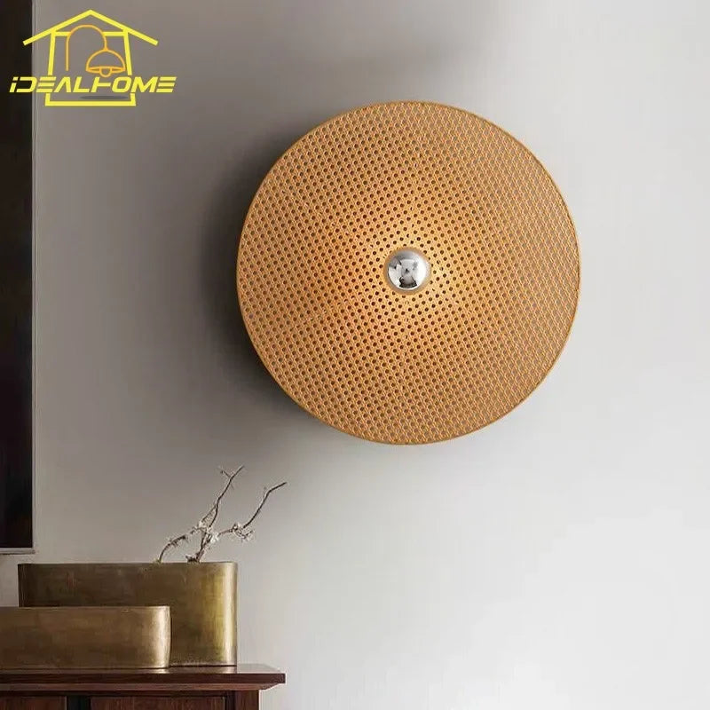 Afralia™ Rattan Weaving Wall Lamps: Japanese Retro Indoor LED Lighting for Living Room, Hotel & Study