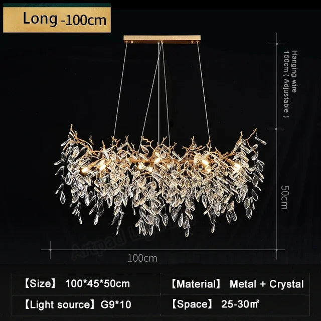 Afralia™ Luxury Crystal Chandeliers: Modern Metal Hanging Lamp for Dining Living Room Hotel Hall