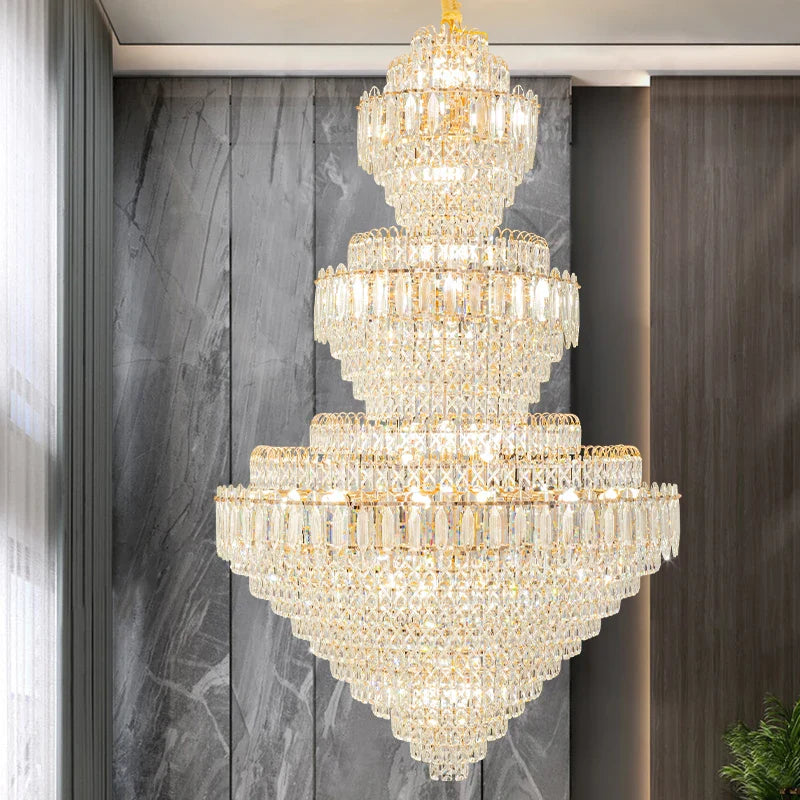 Afralia™ Sparkle Spiral Staircase Chandelier - Modern High Living Room Crystal Light