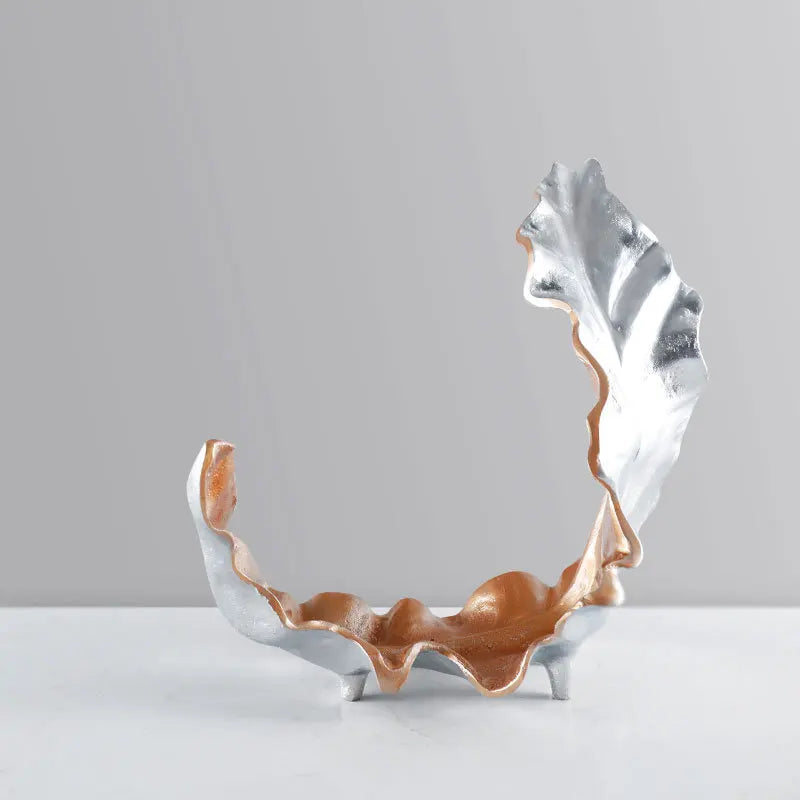 Afralia™ Resin Leaf Fruit Bowl Curved Dead Leaf Tray Figurines Home Decor