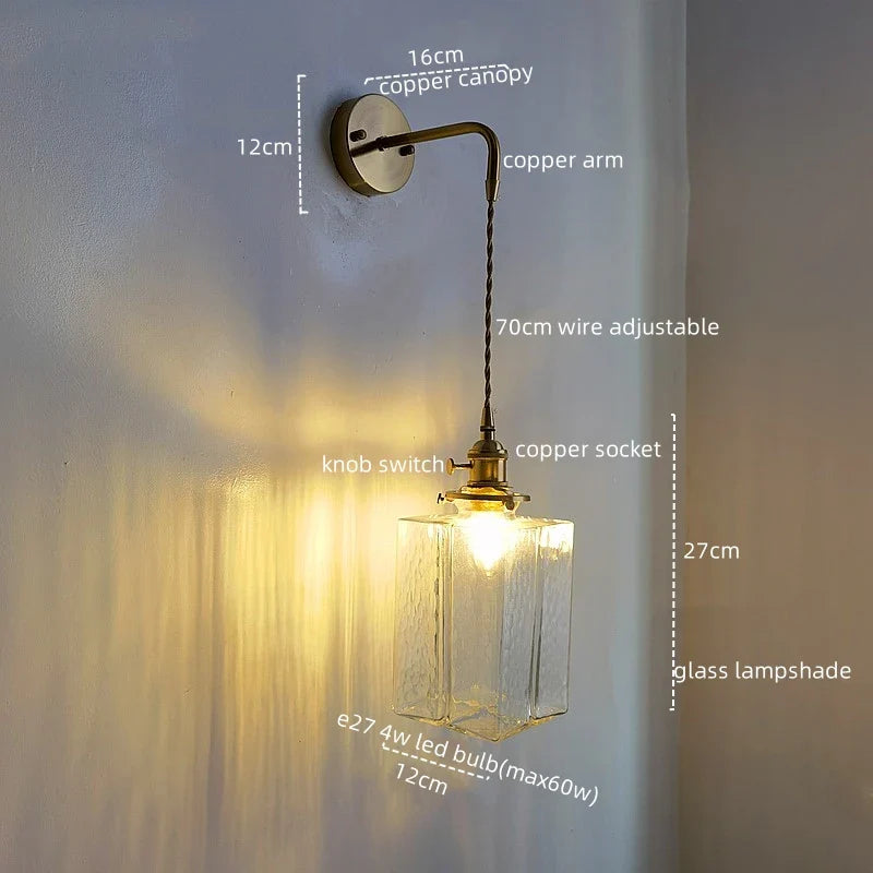 Afralia™ Glass Copper LED Wall Lamp Modern Corridor Bedside Light