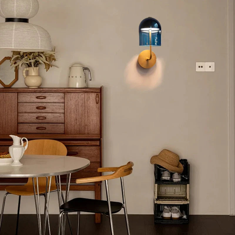 Afralia™ Blue Glass Wall Sconce Lamps | Designer Luxury Home Decor Light Fixture