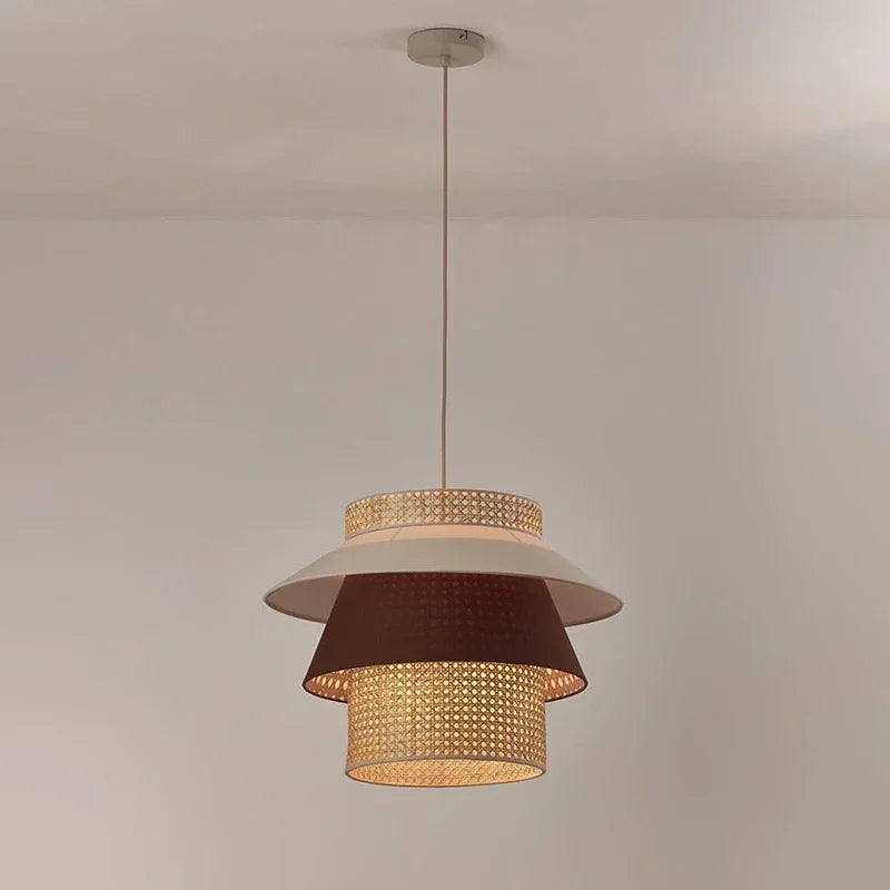 Afralia™ Retro Wabi Sabi Rattan Pendant Light Fixture for Dining Room