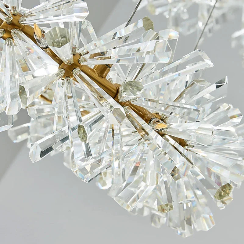 Afralia™ Crystal Chandelier Flower Luxury Round Rings Hang Lamp for Indoor Spaces