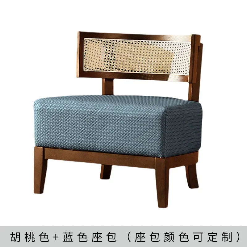Afralia™ Nordic Rattan Sofa Chair: Solid Wood Outdoor Furniture Balcony Seating