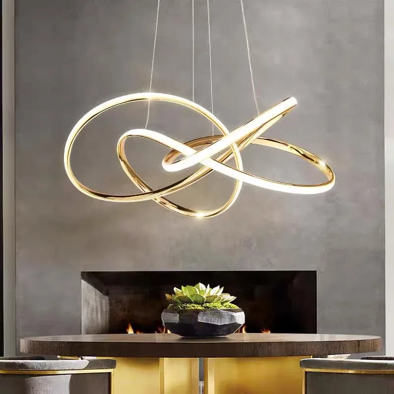 Afralia™ Geometric LED Ceiling Chandelier Artistic Lines Modern Pendant Light