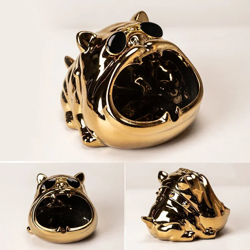 Afralia™ Bulldog Ceramic Ashtray | Desktop Smoking Accessory | Portable Weed Ash Tray