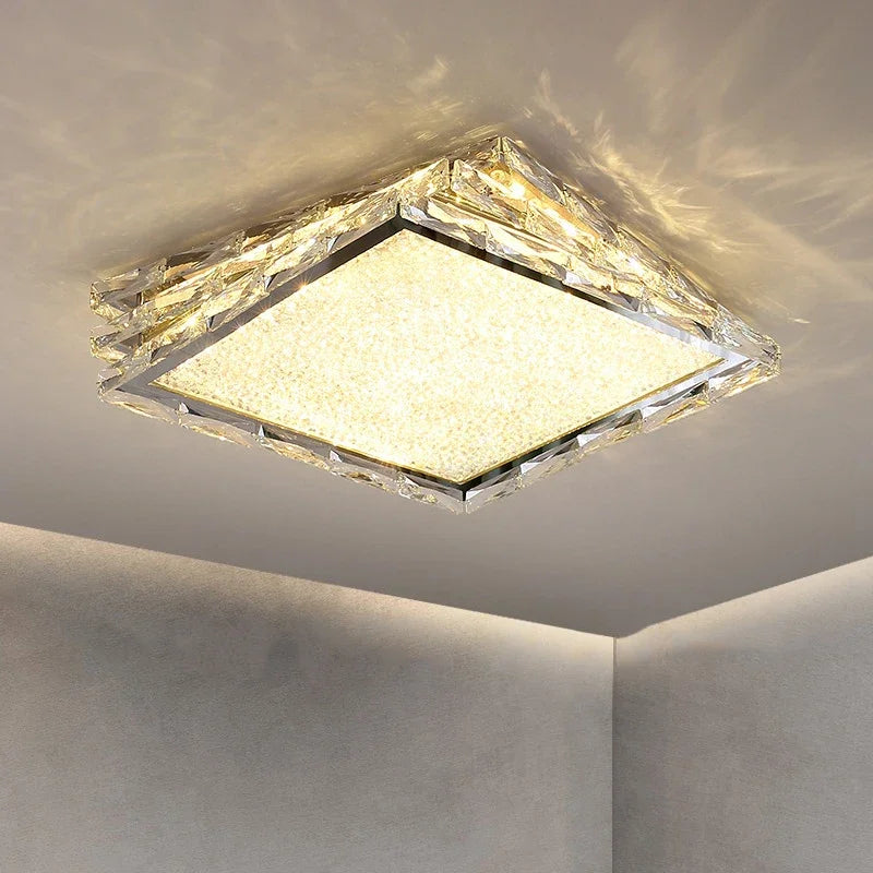 Afralia™ Crystal Ceiling Lamp: Nordic Gold LED Light for Bedroom, Hotel, Office, Living Room.