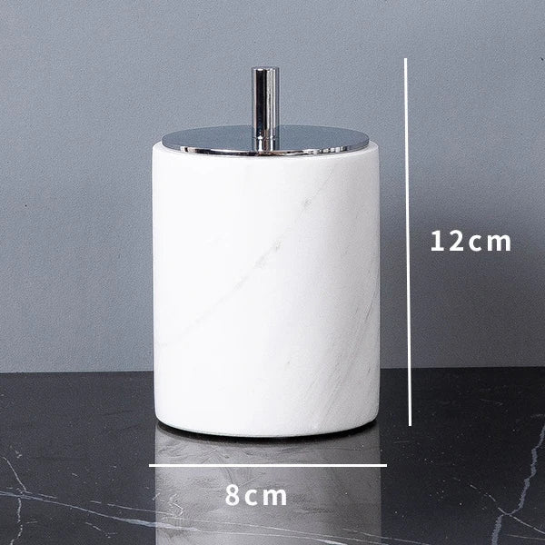 Afralia™ Volakas White Marble Bathroom Set: Soap Dispenser, Toothbrush Holder, Tray
