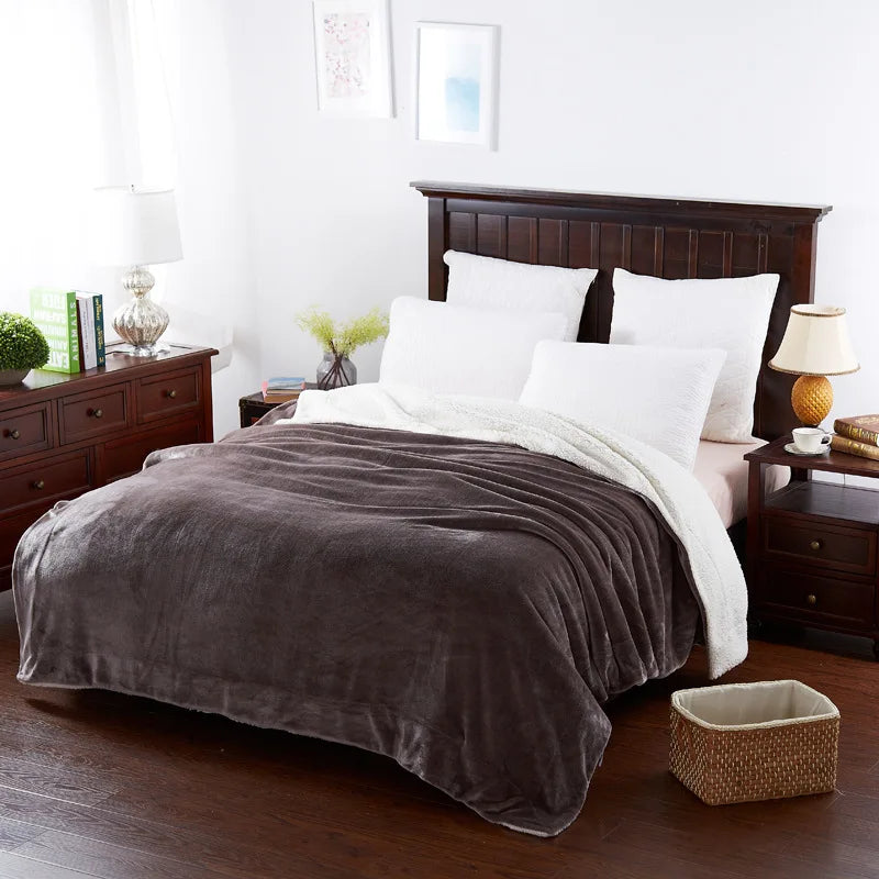 Afralia™ Cozy Lambswool Flannel Blanket for Sofa, Office, and Bed