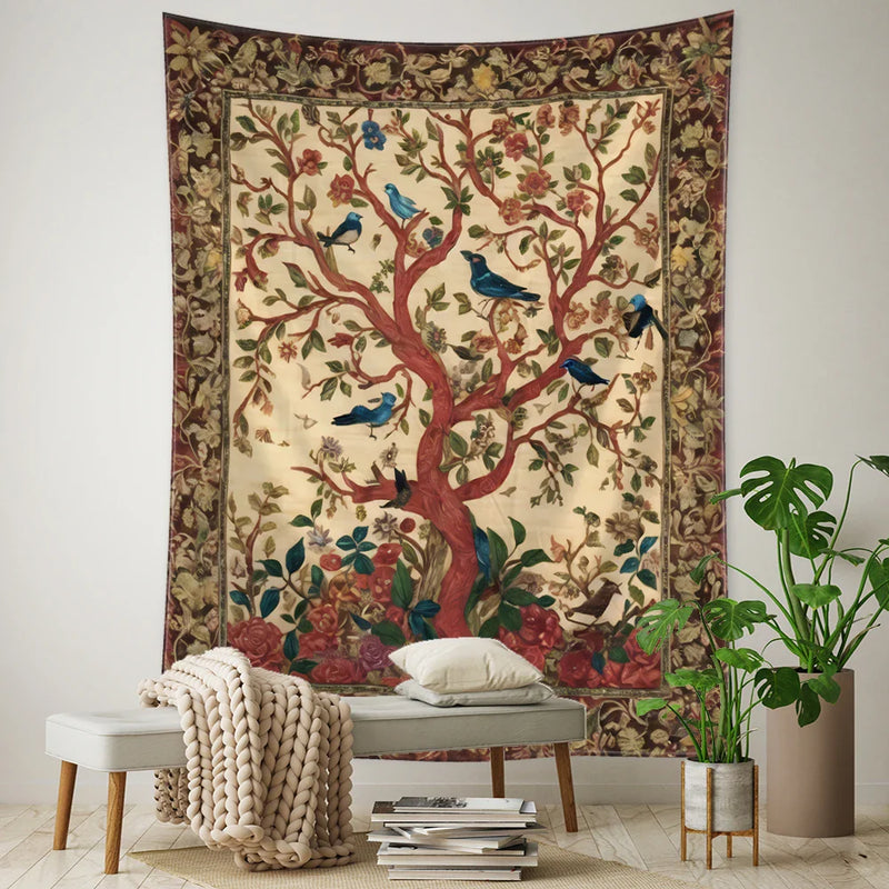 Afralia™ Flying Bird Tree of Life Tapestry Wall Hanging: Bohemian Abstract Hippie Decor