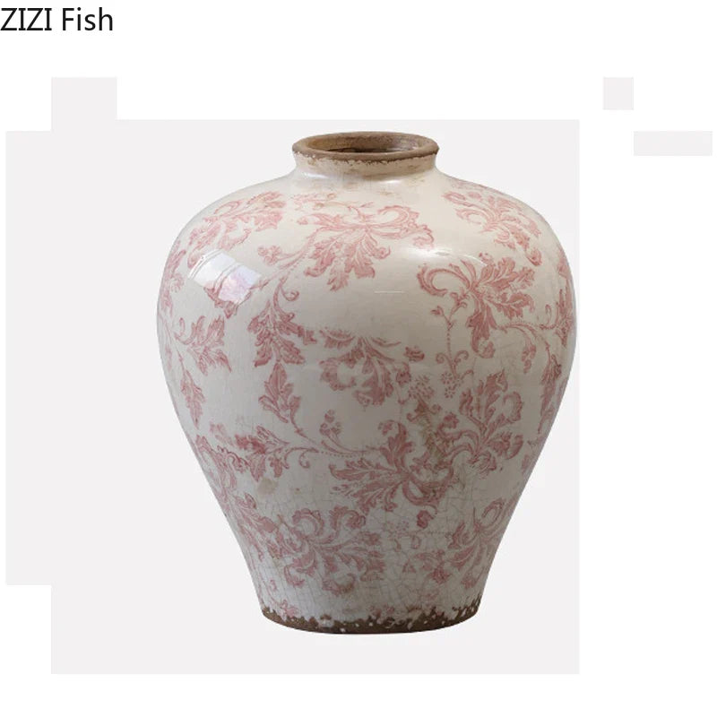 Afralia™ Cracked Texture Blue & White Porcelain Vase Room Decoration & Flower Pot