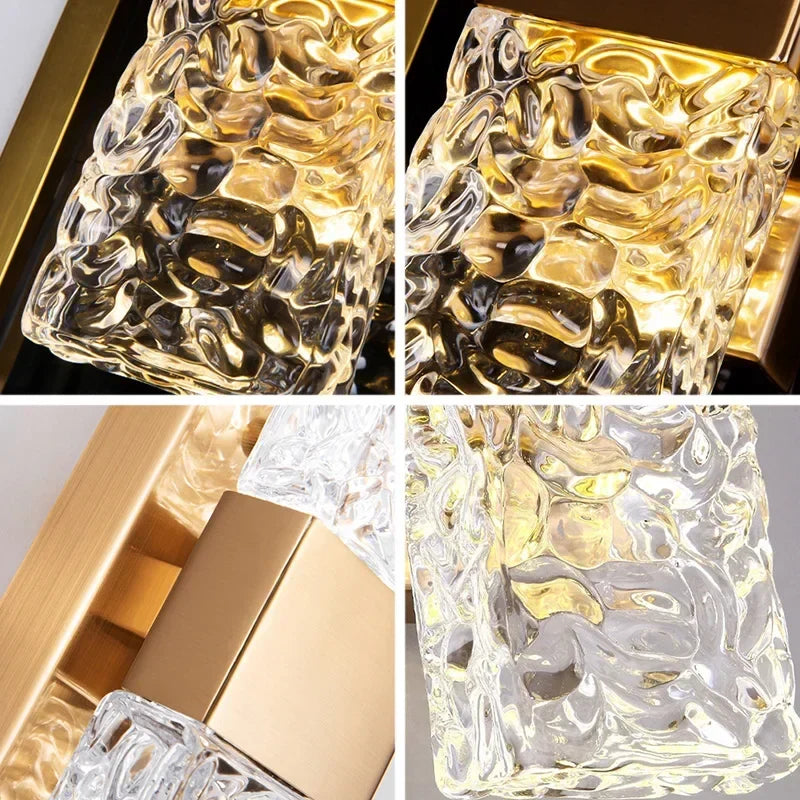 Afralia™ Modern Crystal Rectangle Wall Lamp for Home Living Room Decor