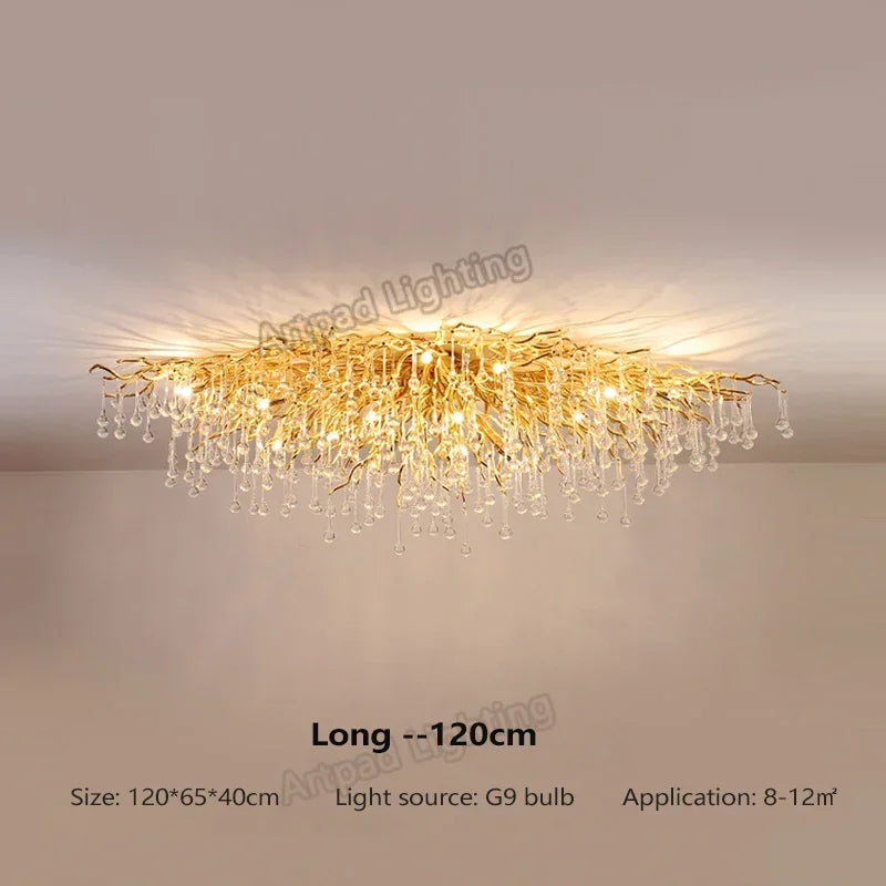 Afralia™ Modern Gold Crystal Chandelier for Bedroom, Dining, Living, Kitchen Lighting