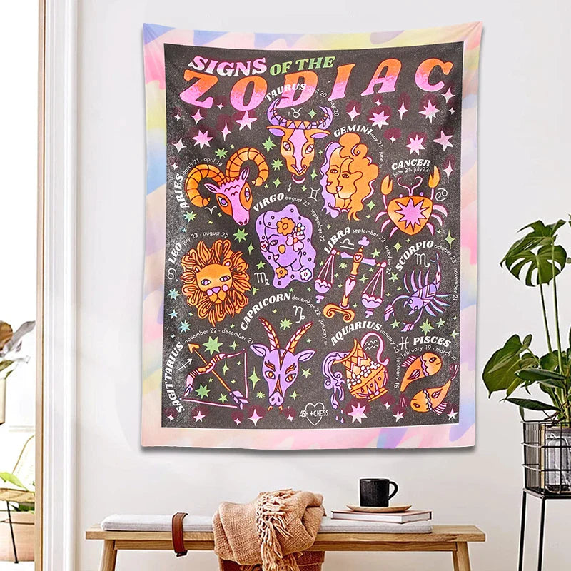 Afralia™ Zodiac Constellation Blanket: Celestial Starry Sky Wall Hanging & Throw