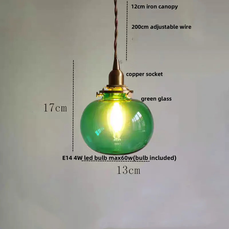 Afralia™ Amber Glass Ball LED Pendant Light, Modern Nordic Hanging Lamp for Home Decor