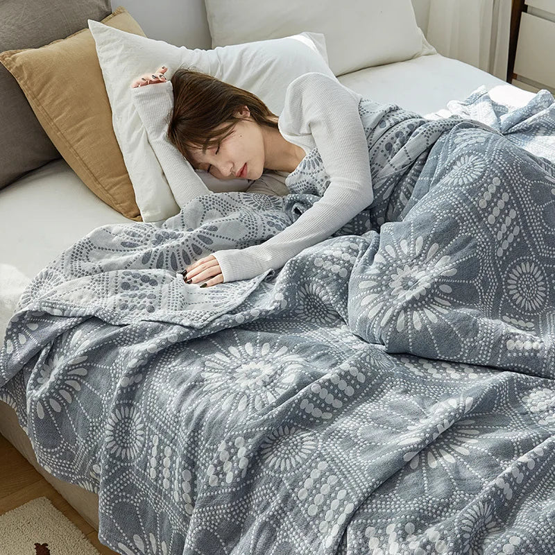 Afralia™ Nordic Cotton Gauze Throw Blanket for Sofa Bed, Boho Style Comforter Plaid