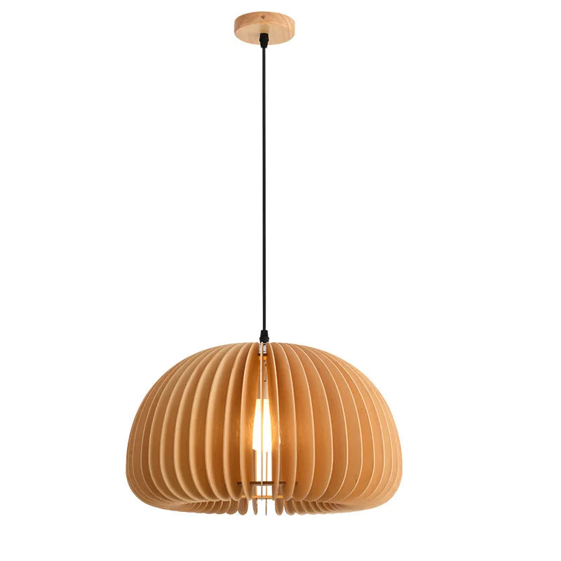 Afralia™ Wood Pumpkin Pendant Lights | Japanese Style Chandelier for Dining Room and Bedroom