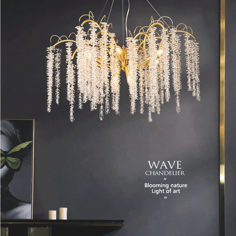 Afralia™ Crystal Wistaria Ceiling Chandelier - Artistic Branch Design Pendant Lighting for Home Decor