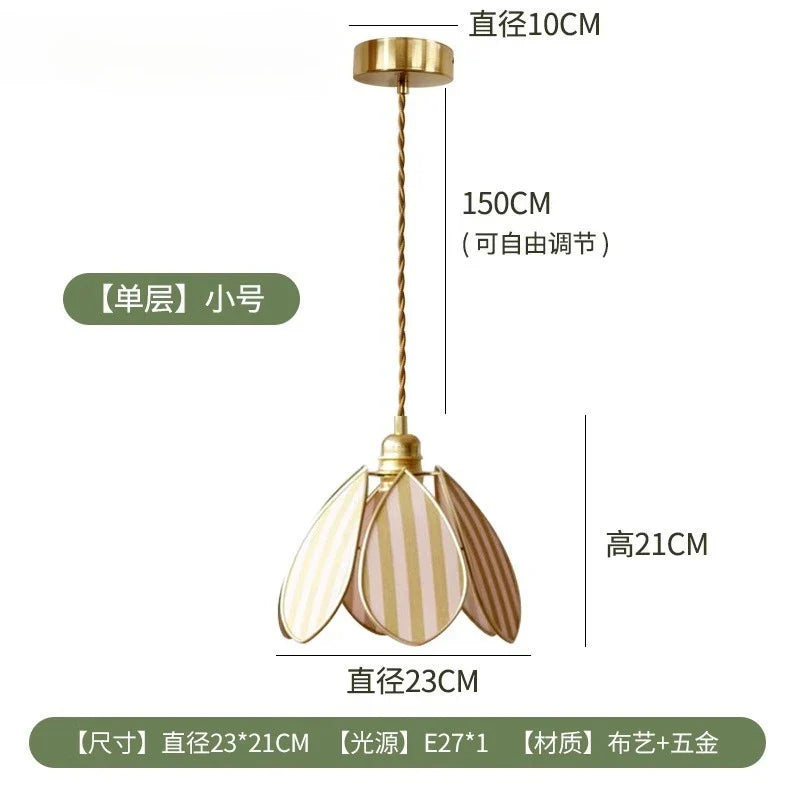 Afralia™ Petal Pendant Lights LED E27 Fabric Art Hanging Lamp for Medieval Atmosphere