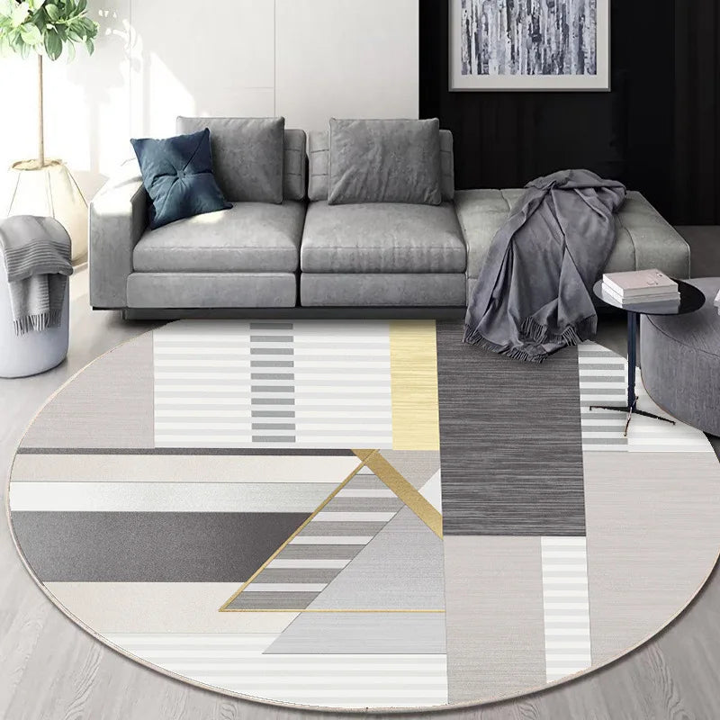 Afralia™ Circular Geometric Cashmere Floor Mat for Living Room, Stain Resistant & Easy-Clean