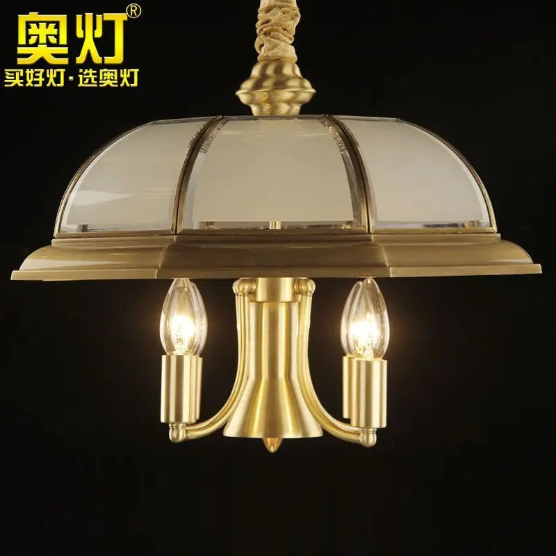 Afralia™ Iron Bronze Pendant Light Glass Retro Modern Living Room Lamp