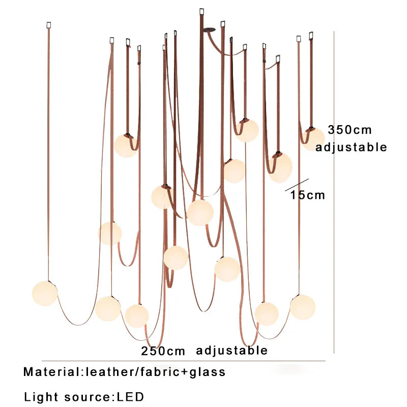 Afralia™ Modern Glass Fabric Ceiling Chandelier - DIY Installation Strip Light Fixture