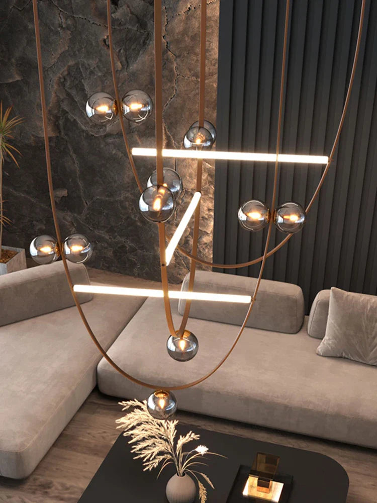 Afralia™ Minimalist Leather Pendant Lamps with Glass Ball Lighting