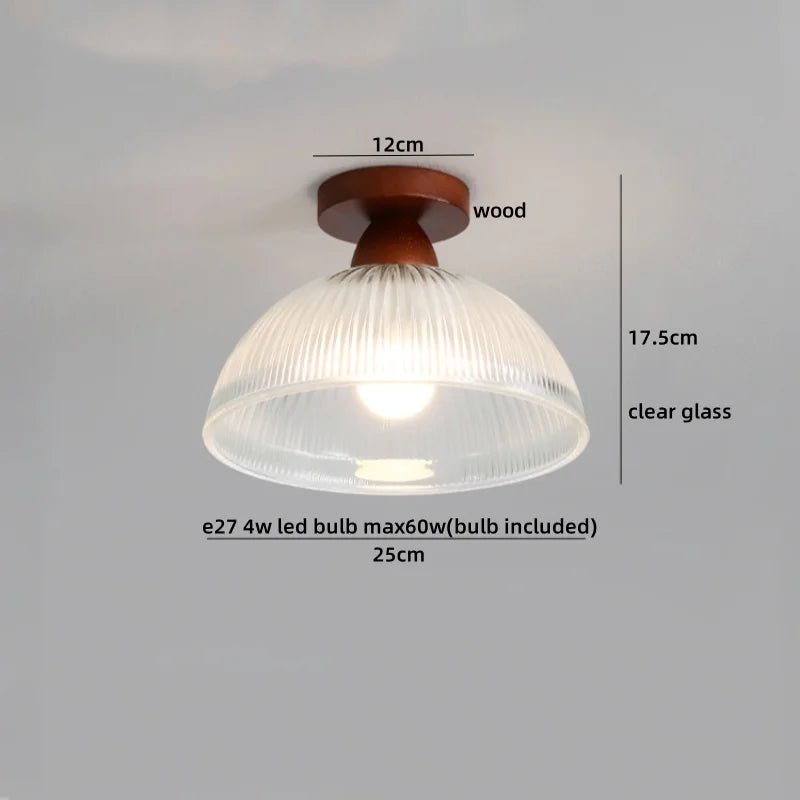 Afralia™ Wood Glass LED Ceiling Lights Modern Luminaria De Teto for Home Décor