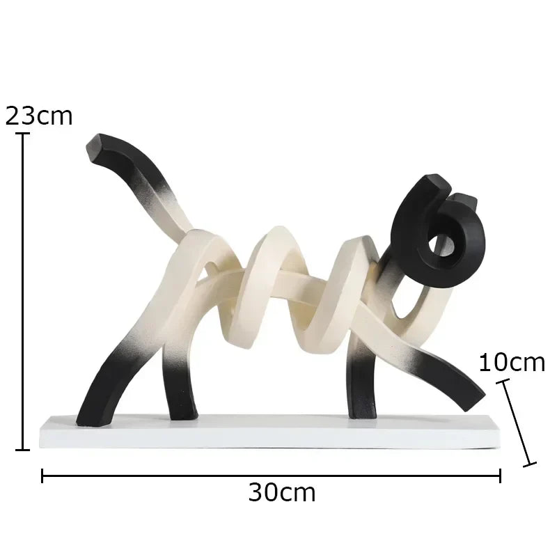 Afralia™ Twisted Line Cat Sculpture: Modern Abstract Resin Statue for Room Decor
