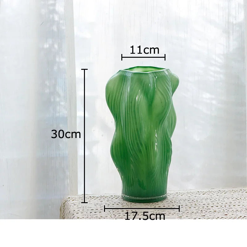 Afralia™ Shaped Ripple Glass Vase for Desk Decoration and Floral Arrangements