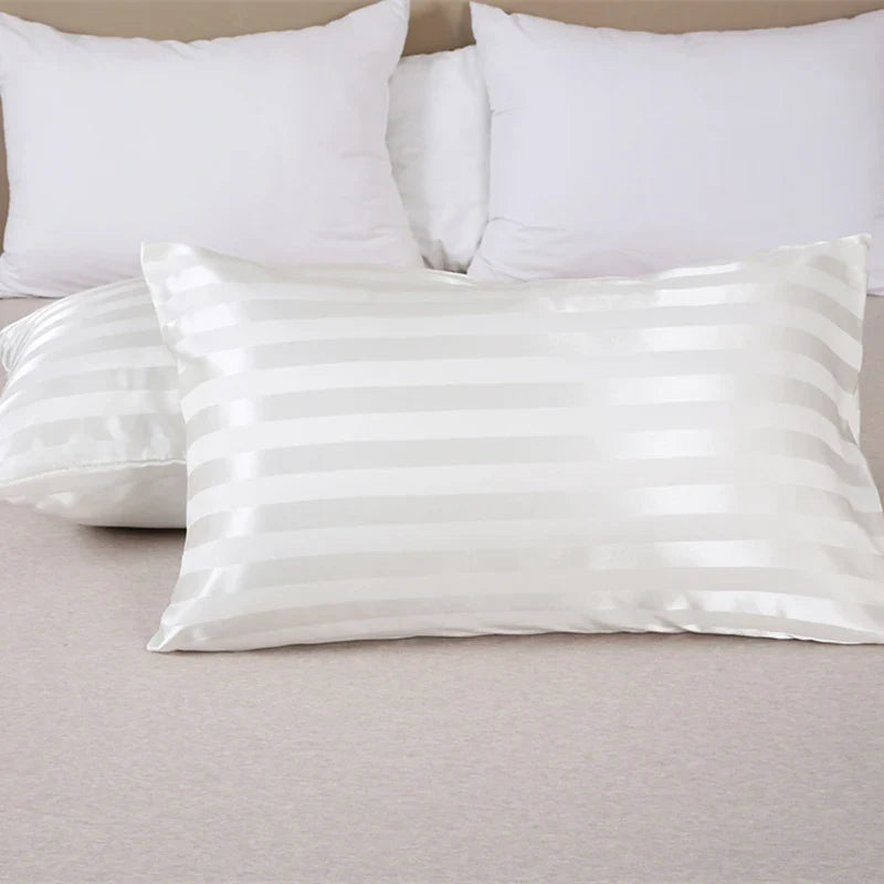 Afralia™ Satin Stripes Pillowcase - Soft, Comfortable King Size Jacquard Pillow Cover