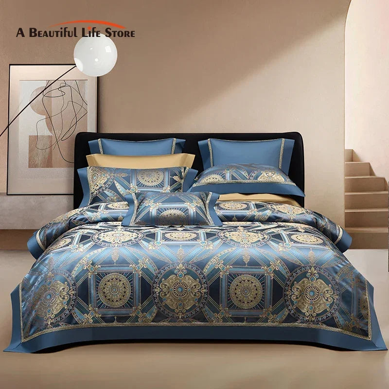Afralia™ Luxury European Jacquard Duvet Cover Set with Satin Finish