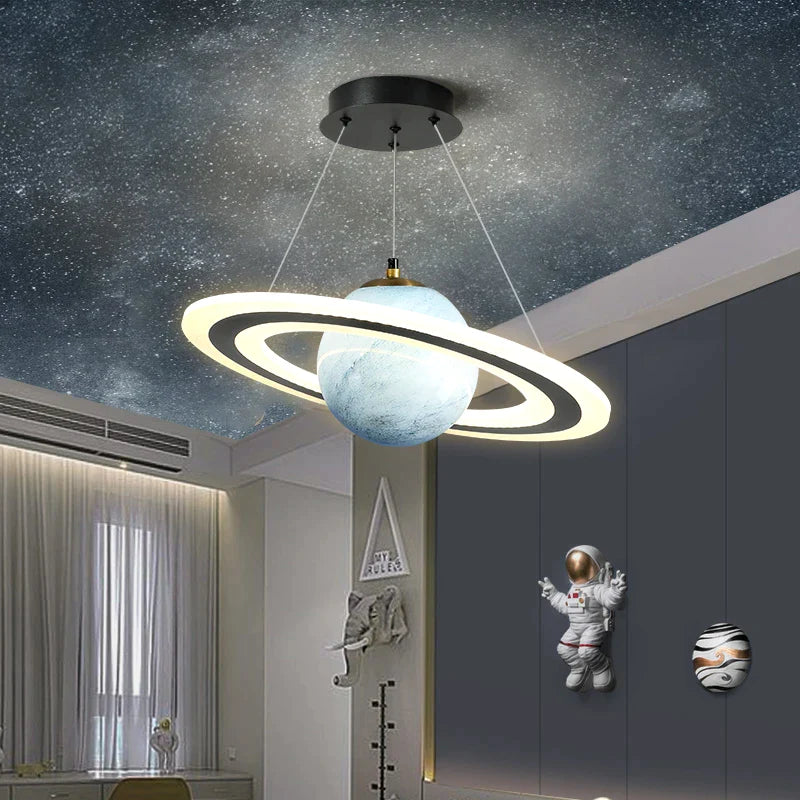 Afralia™ LED Acrylic Planet Pendant Light: Children Room Star Chandeliers for Living Room Bedroom