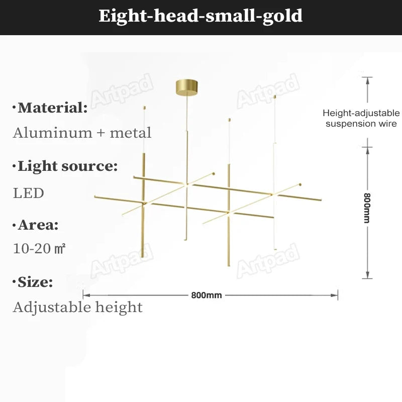 Afralia™ Post-Modern Gold LED Chandelier, Elegant Lighting for Living Room, Kitchen, Bar