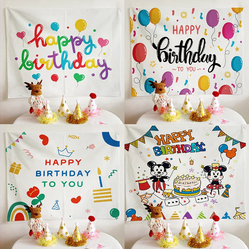 Afralia™ Birthday Wall Tapestry Decoration Party Bedroom Hanging Cloth