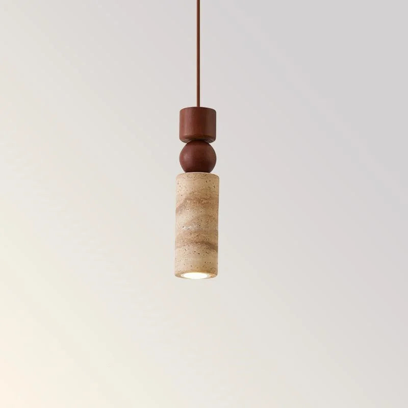 Afralia™ Wood LED Pendant Lamp - Wabi Sabi Yellow Travertine