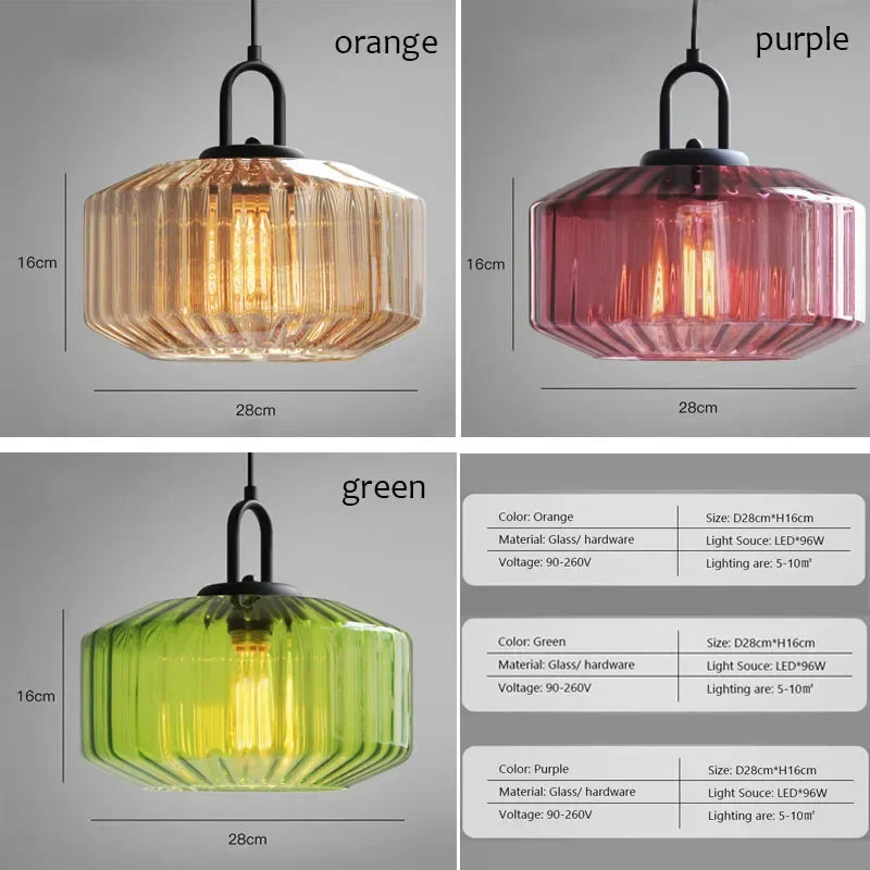 Afralia™ Retro Glass Pendant Chandelier for Dining Table, Bedroom, Restaurant - Nordic LED Decor Light