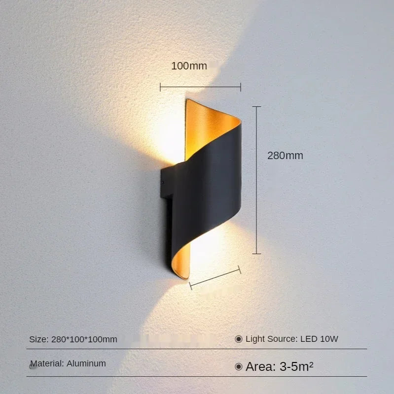 Afralia™ Aluminum Outdoor Wall Lamp with Spiral Up and Down Light