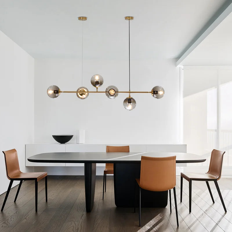 Afralia™ Glass Pendant Chandelier for Kitchen Dining Living Room