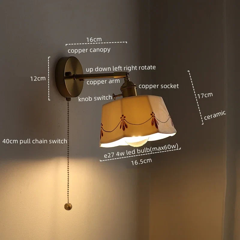 Afralia™ Ceramic Copper LED Wall Sconce Light, Modern Nordic Design for Living Room, Bedroom, Bathroom