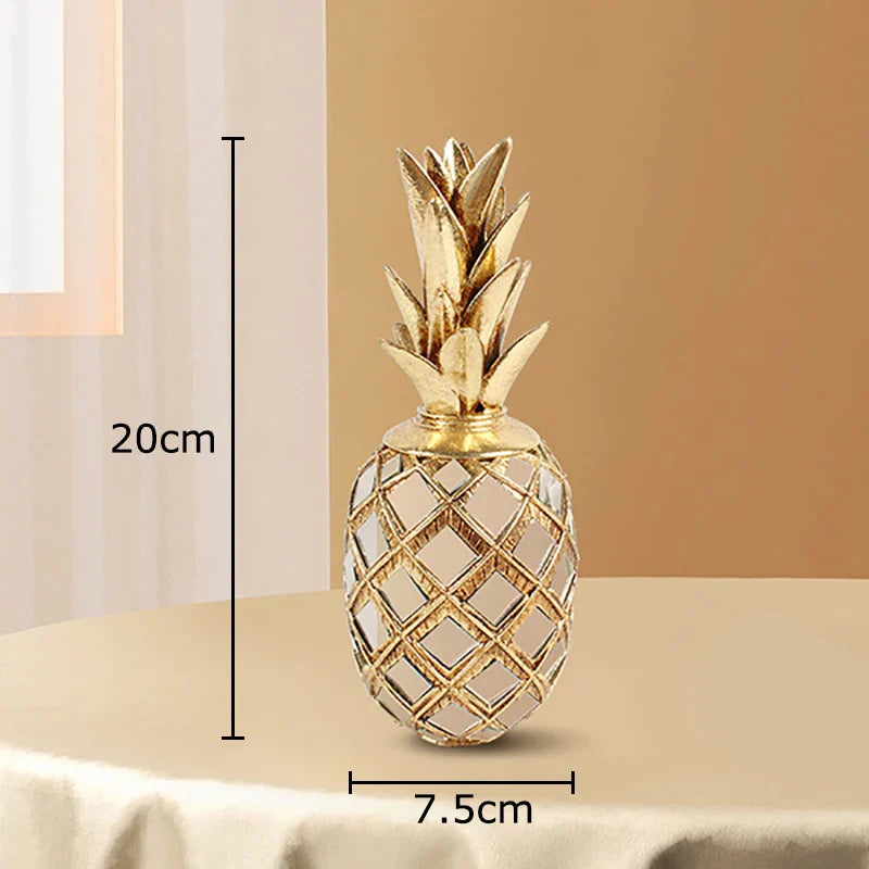 Golden Fruits Statue Set by Afralia™: Apple, Pear, Pineapple Sculptures for Aesthetic Room Decor