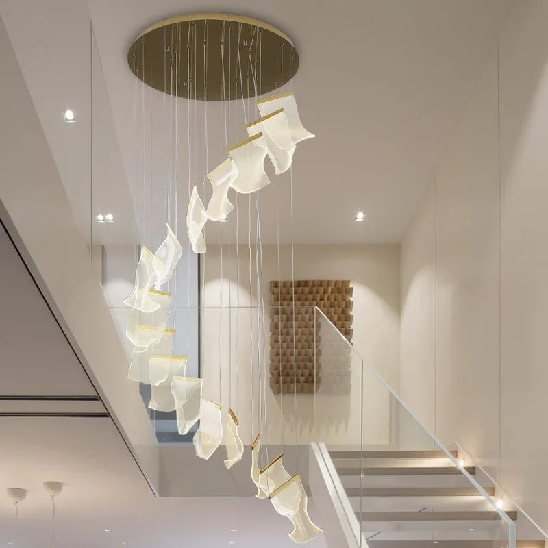 Afralia™ Modern Luxe Duplex Chandelier: Large Living Room Dining Hall Lighting