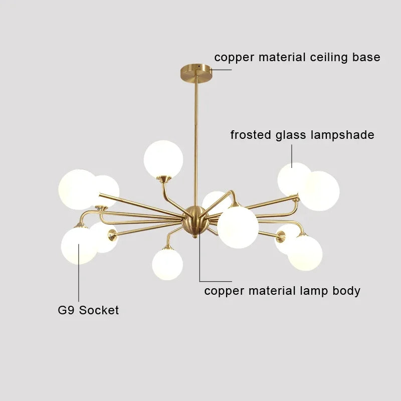Afralia™ Copper Ceiling Chandelier for Home Decor Lighting