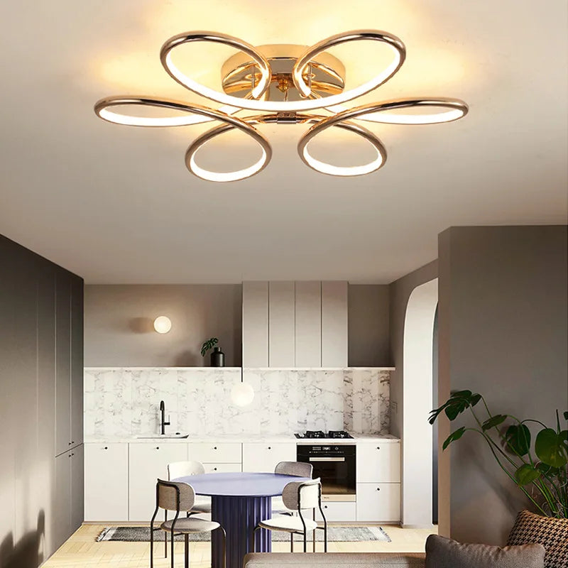 Afralia™ Golden Aluminum Ceiling Lights for Living Bedroom Kitchen Children's Room