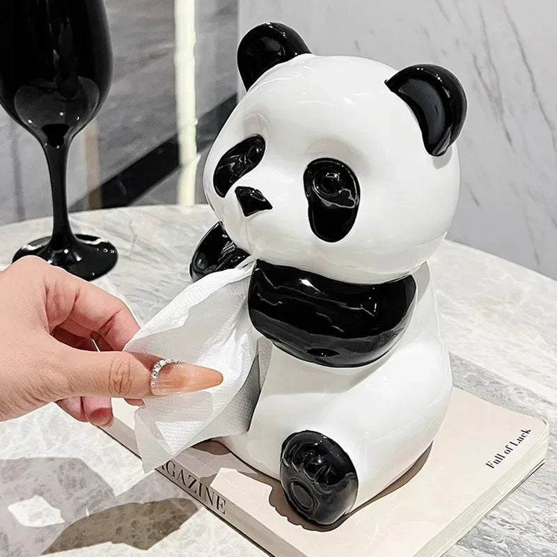 Afralia™ Panda Ceramic Tissue Box: Modern Home Decor & Napkin Holder for Coffee Table