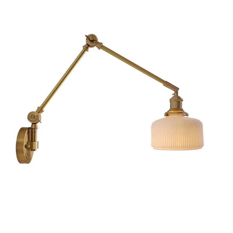 Afralia™ Ceramic Copper LED Wall Lamp with Adjustable Long Arm Swing