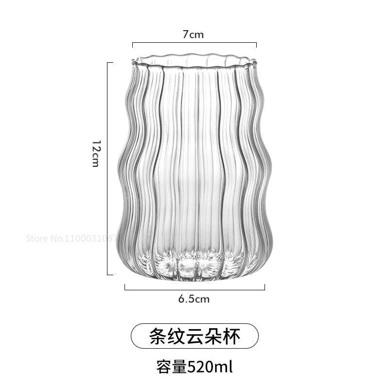 Afralia™ Chubby Doodle Glass Cups Set for Hot & Cold Drinks - 4 Pack