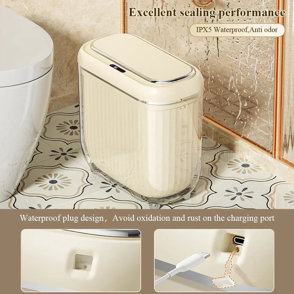 Afralia™ Smart Sensor Trash Can with Lid for Bathroom and Kitchen
